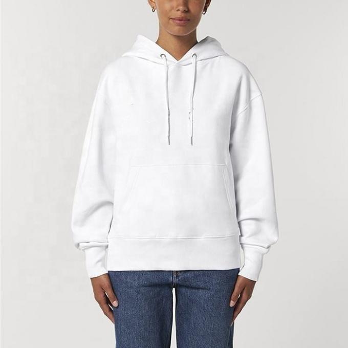 Dik katoen zwaargewicht oversized hoodie met lange mouwen wit 1
