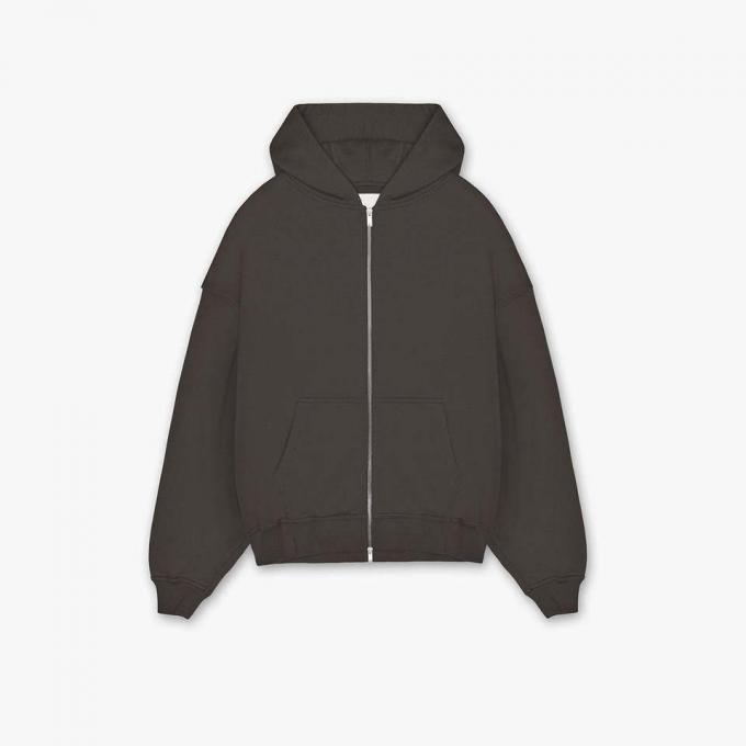 Pure kleur Custom Logo Cotton Sports Wear Men Fleece Zip Up Hoodie Jacket 0